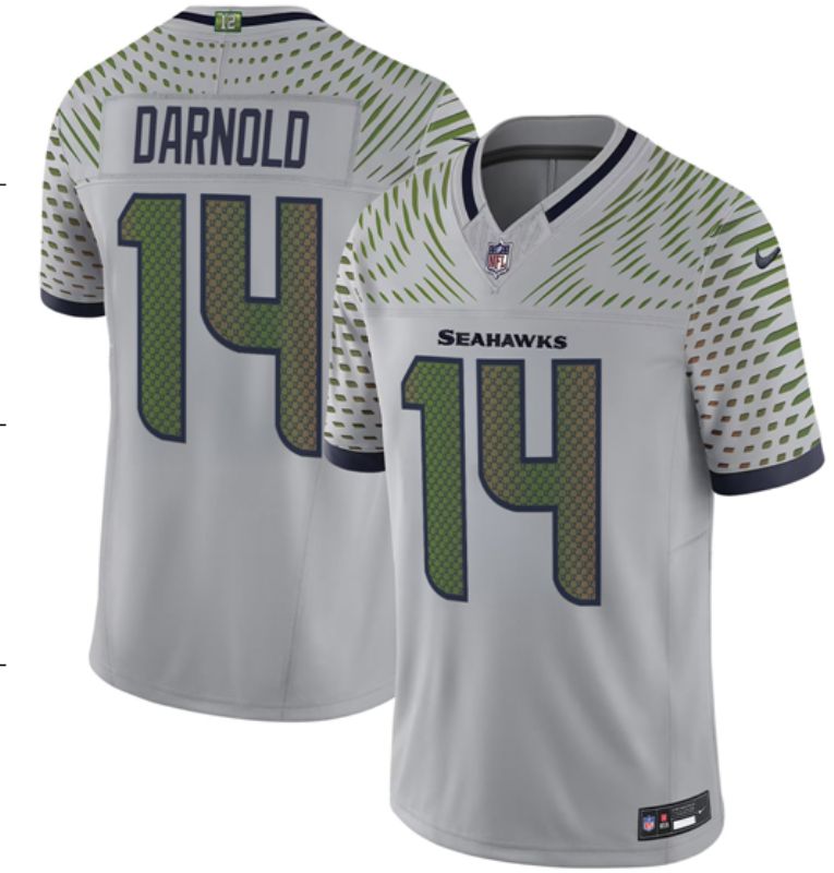 Men 2025 Seattle Seahawks #14 Darnold grey 5th generation Throwback Nike Limited NFL Jersey style 05->seattle seahawks->NFL Jersey